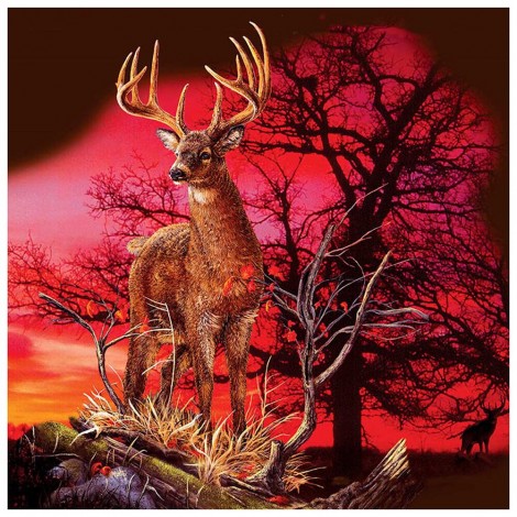 Elk in Sunset Glow - Full Round Diamond Painting