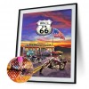 US 66 Motorcycle - Full Round Diamond Painting