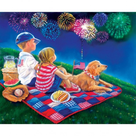 Firework Picnic -Full Round Diamond Painting