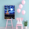 Moon Eiffel Tower -Full Round Diamond Painting