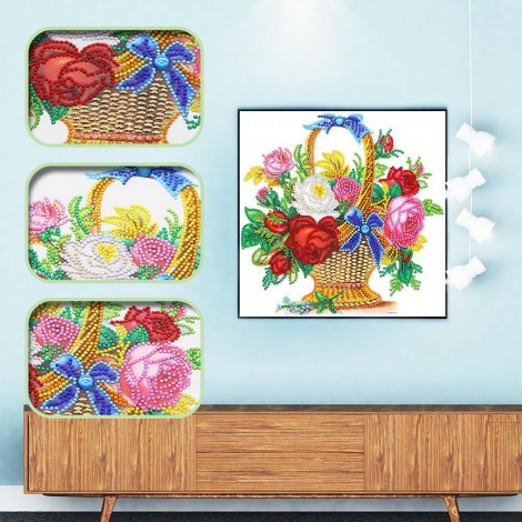 Flower Basket - Crystal Rhinestone Diamond Painting