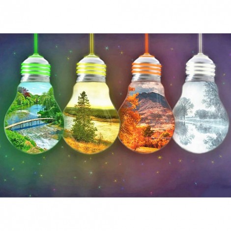 Landscape in Light Bulbs- Full Round Diamond Painting