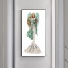 Green Wing Dress Lady- Full Round Diamond Painting