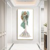 Green Wing Dress Lady- Full Round Diamond Painting