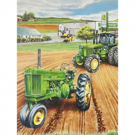 Green Tractors-Full Round Diamond Painting