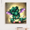 Cute Winged Dinosaur- Full Round Diamond Painting