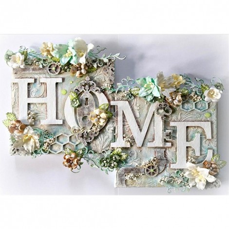 Flower HOME - Full Round Diamond Painting