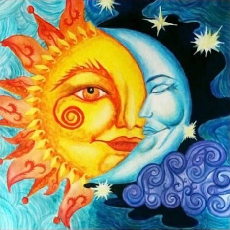 Sun Moon - Full Square Diamond Painting(45x45cm)