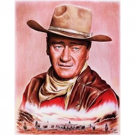 Cowboy John Wayne - Full Round Diamond Painting