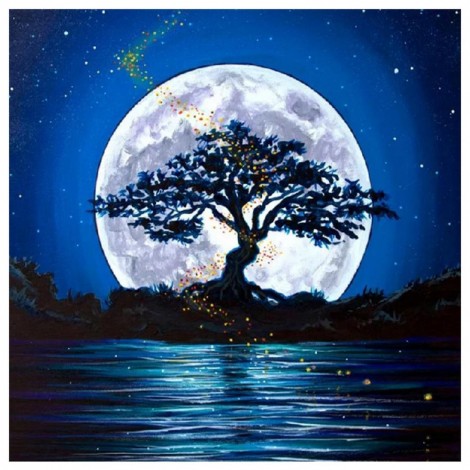 Tree Moon - Full Round Diamond Painting