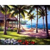 Seaside Palm Tree - Full Round Diamond Painting