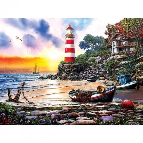 Seaside Lighthouse - Full Round Diamond Painting