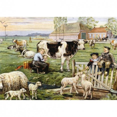 Milking Herdsman - Full Round Diamond Painting