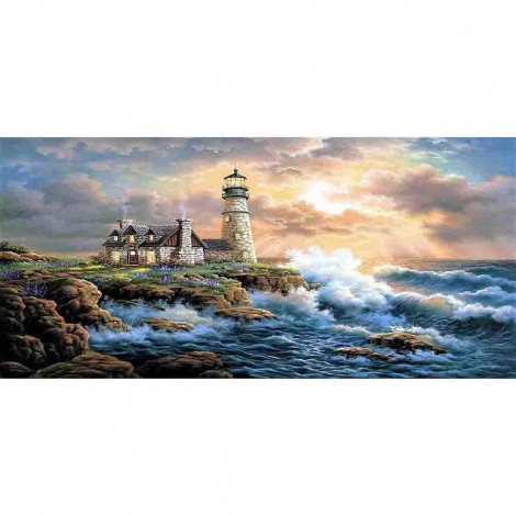 Seaside Lighthouse - Full Round Diamond Painting(80x40cm)