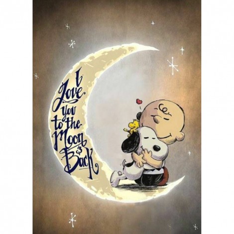 Cartoon Dog Moon- Full Round Diamond Painting