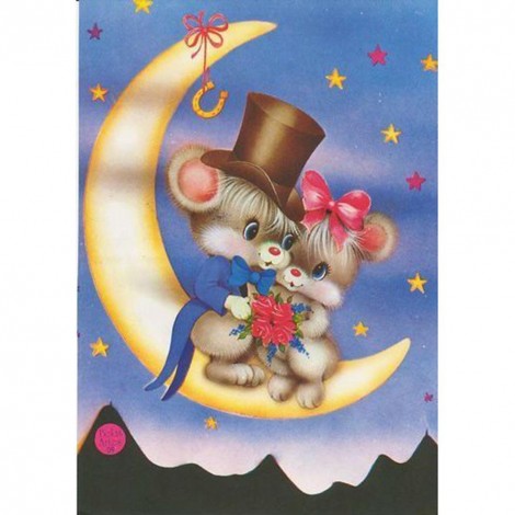 Cartoon Mouse Lovers - Full Round  Diamond Painting