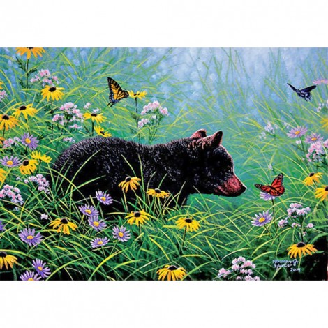 Black Bear -Full Round Diamond Painting