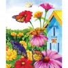 Colorful Flower Butterfly - Full Round Diamond Painting