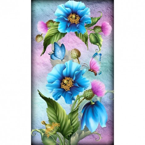 Flower Butterfly - Full Round Diamond Painting(30*48cm)