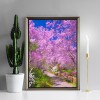 Pink Flowers Tree Path - Full Round Diamond Painting