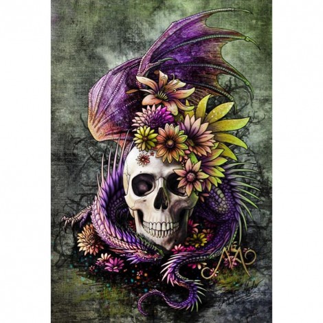 Flower Skull Head - Full Round Diamond Painting