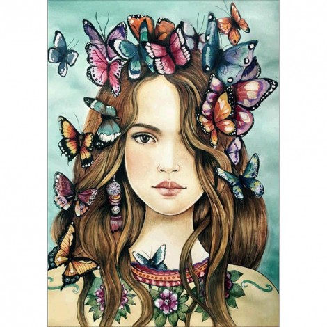 Butterfly Girl - Full Round Diamond Painting