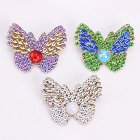 3pcs DIY Butterfly Full Drill Diamond Brooch Women Elegant Sweater Badges