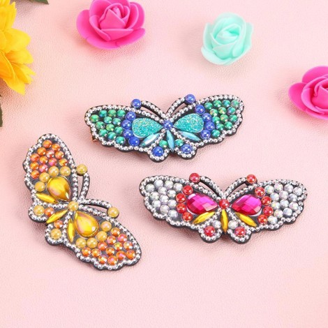 3pcs Butterfly Rhinestone Hair Clip DIY Crystal Bowknot Barrettes