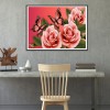 Pink Rose Butterfly - Full Round Diamond Painting