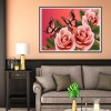 Pink Rose Butterfly - Full Round Diamond Painting