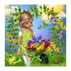 Flower Little Girl - Full Round Diamond Painting