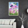 Pink Flowers Butterfly - Full Round Diamond Painting