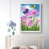 Pink Flowers Butterfly - Full Round Diamond Painting