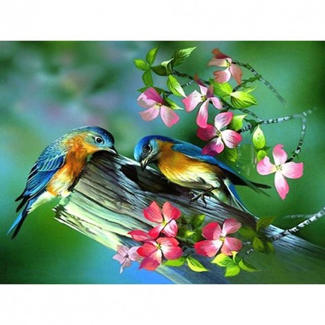 Flower Birds - Full Round Diamond Painting