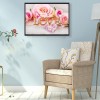 Pink Flowers Love - Full Round Diamond Painting