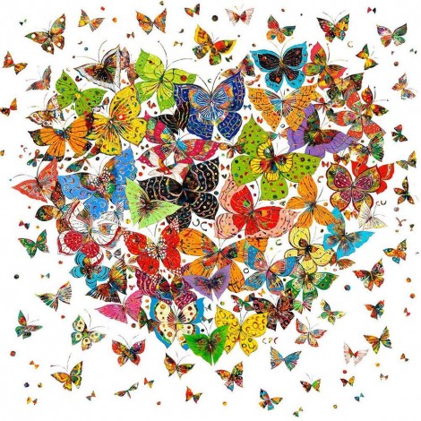 Butterfly Heart - Full Round Diamond Painting(30*30cm)