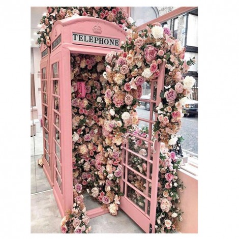 Flowers Telephone Booth - Full Round Diamond Painting