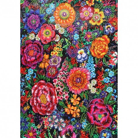 Colorful Flowers-Partial Round Diamond Painting