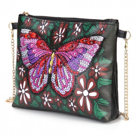 DIY Butterfly Special Shaped Diamond Painting Leather Chain Crossbody Bags