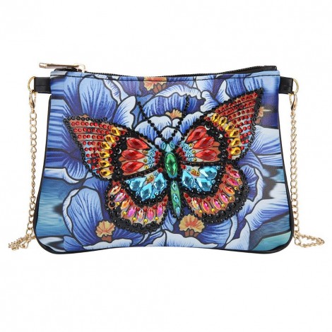 DIY Butterfly Special Shaped Diamond Painting Leather Chain Messenger Bags