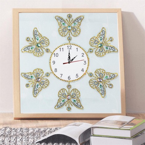 DIY Butterfly Special Shaped Diamond Painting Cross Stitch Clock Home Decor