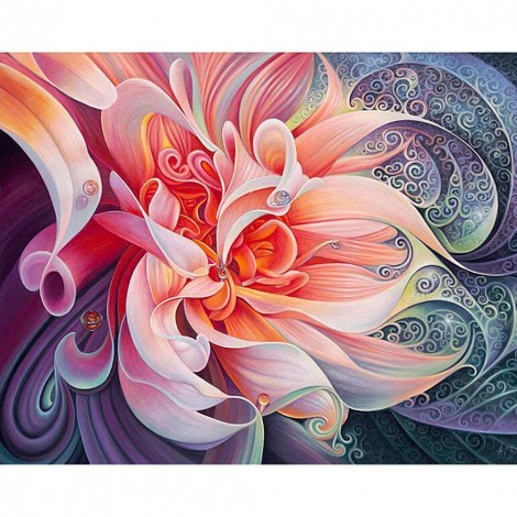 Fantasy Pink Flower - Full Round Diamond Painting