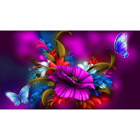 Flower Butterfly - Full Round Diamond Painting