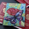 DIY Special Shaped Diamond Painting Butterfly PU Passport Protection Cover