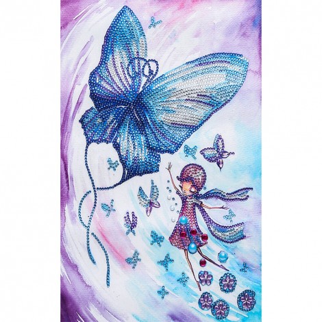 Butterfly Girl- Partial Round Diamond Painting