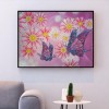 Pink Flower Butterfly - Crystal Rhinestone Diamond Painting