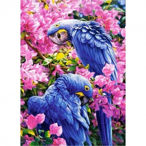 Parrots Flowers - Partial Round Diamond Painting