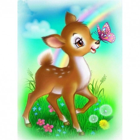 Deer Butterfly - Full Round Diamond Painting