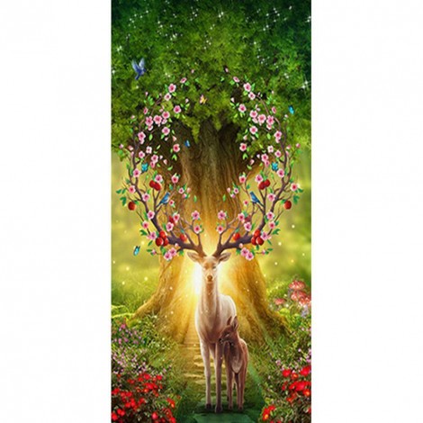 Flower Deer - Full Round Diamond Painting(100*50cm)